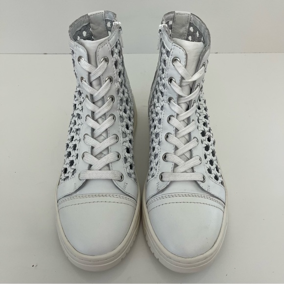 FREE PEOPLE Hayes Woven Leather High Top Sneakers in Ivory - Picture 5 of 13